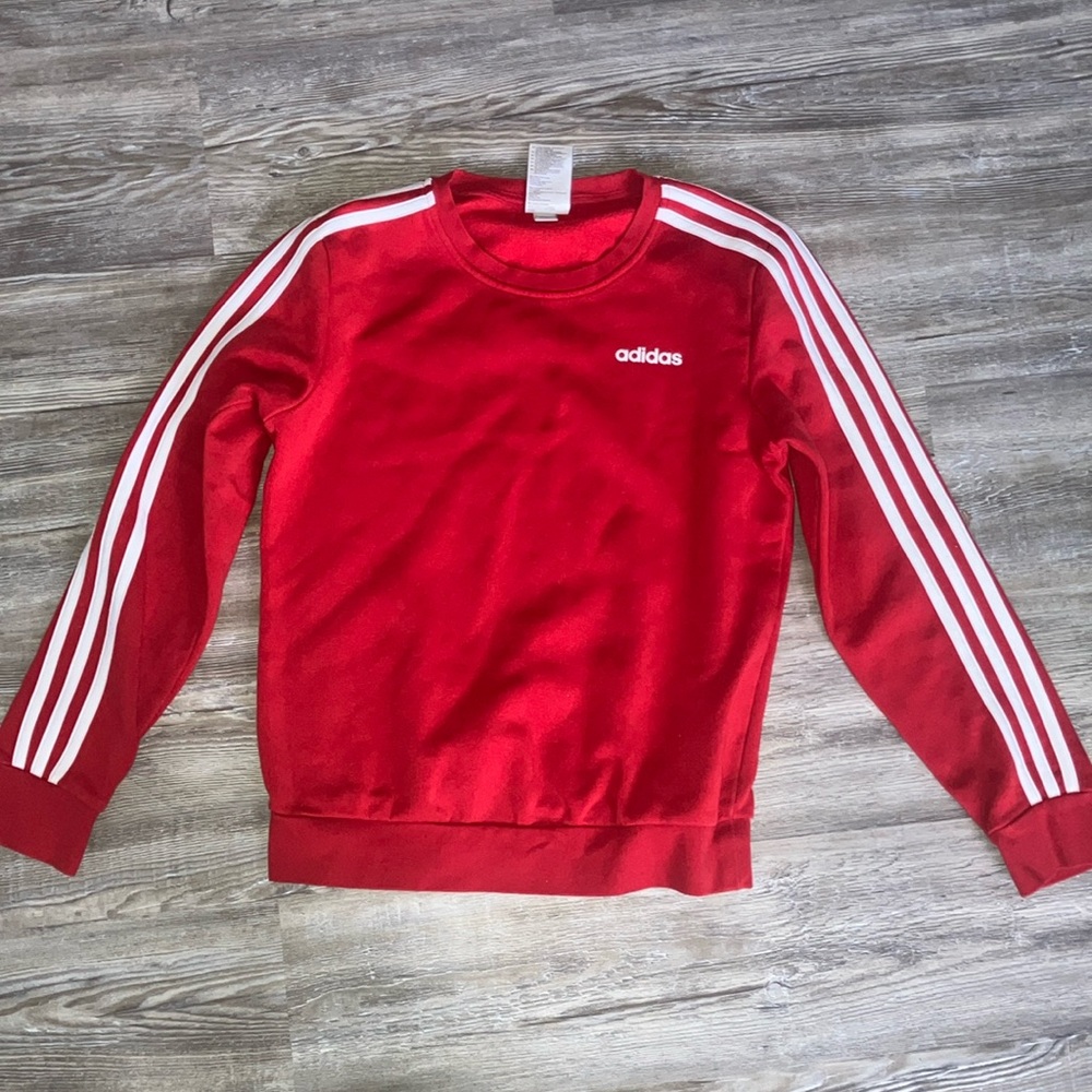 Adidas Red Sweatshirt with White Stripes